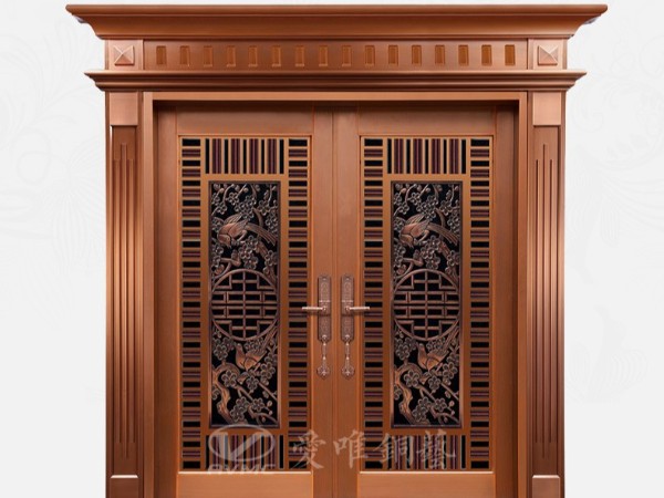 廣東銅門廠家愛(ài)唯銅藝——鏤空透光通風(fēng)入戶銅門別墅銅門